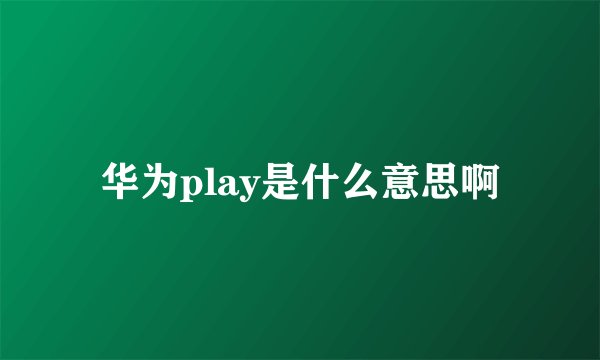 华为play是什么意思啊