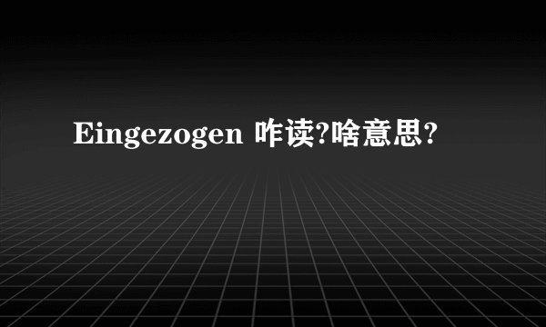Eingezogen 咋读?啥意思?