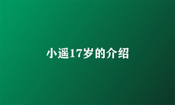 小遥17岁的介绍