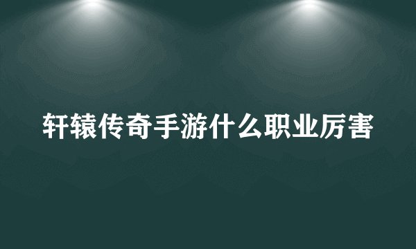 轩辕传奇手游什么职业厉害