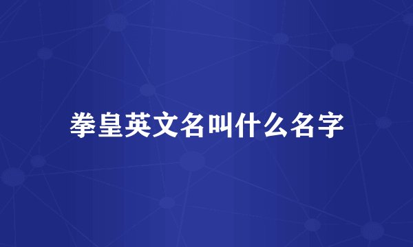 拳皇英文名叫什么名字