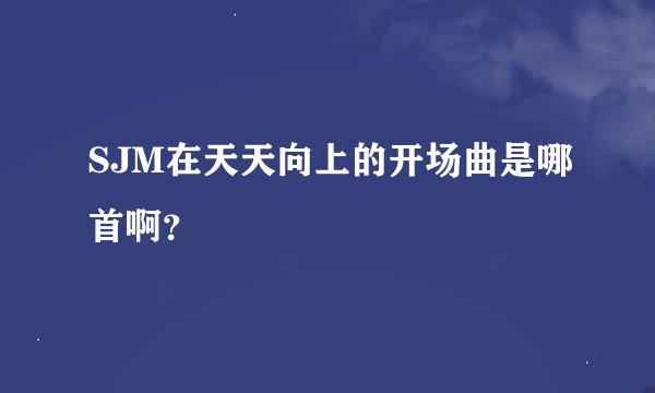 SJM在天天向上的开场曲是哪首啊？