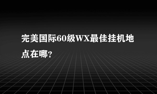 完美国际60级WX最佳挂机地点在哪？
