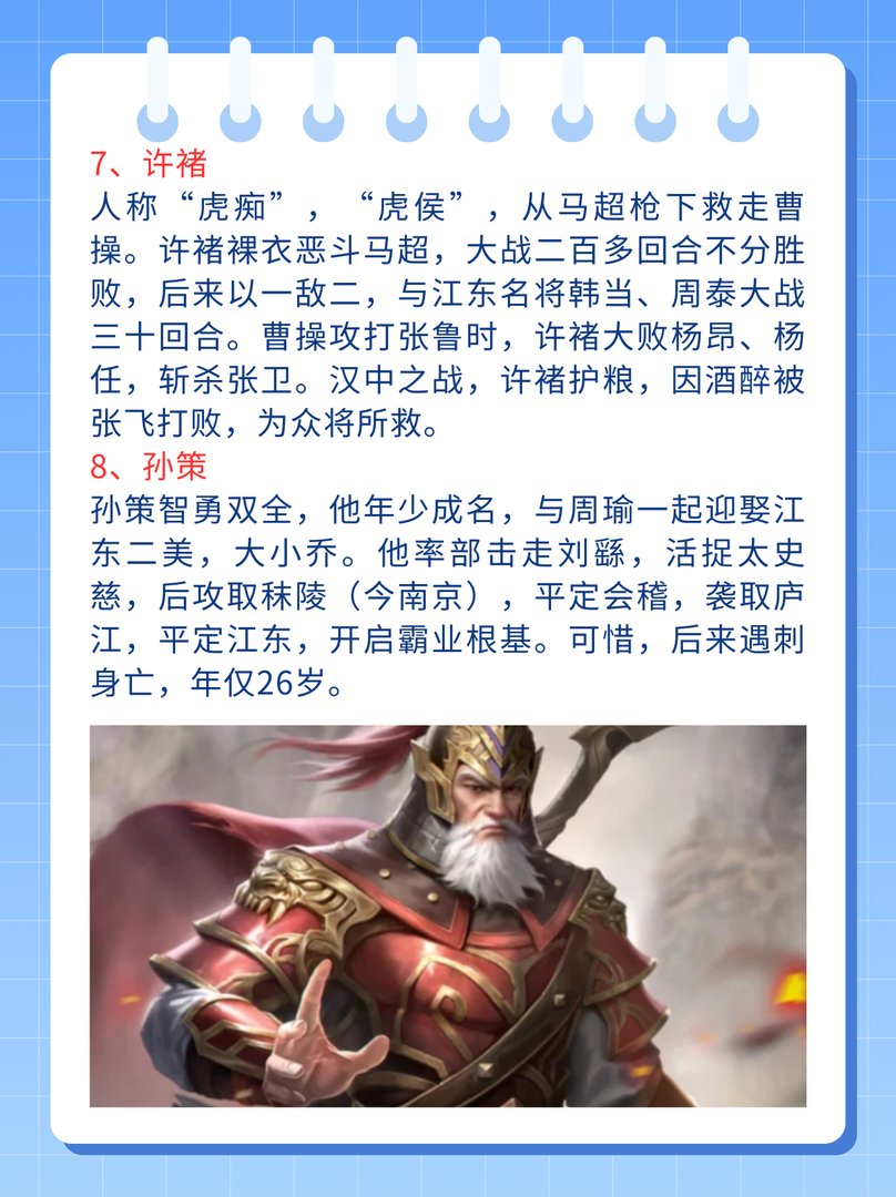 三国100大猛将排名表