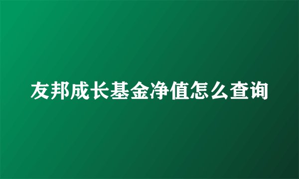 友邦成长基金净值怎么查询