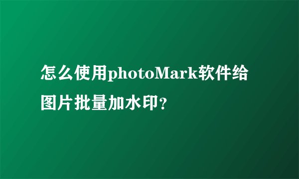 怎么使用photoMark软件给图片批量加水印？