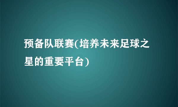 预备队联赛(培养未来足球之星的重要平台)