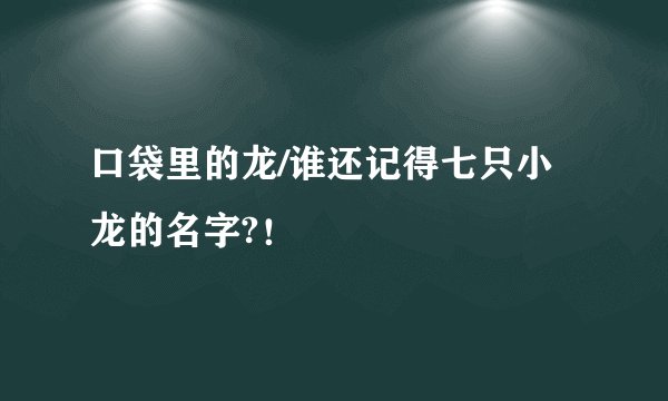 口袋里的龙/谁还记得七只小龙的名字?！