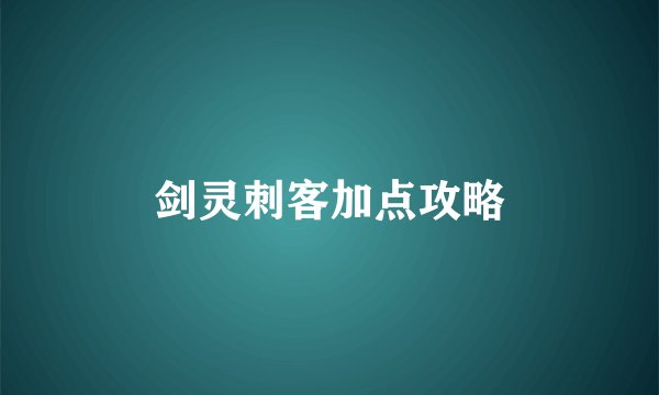 剑灵刺客加点攻略