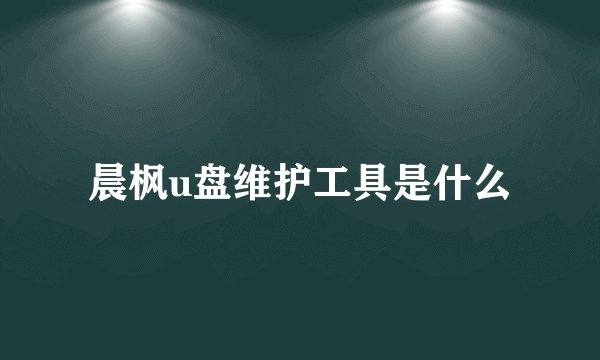晨枫u盘维护工具是什么