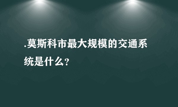 .莫斯科市最大规模的交通系统是什么？