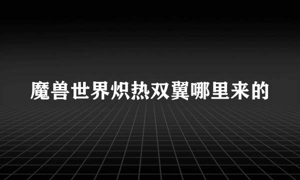 魔兽世界炽热双翼哪里来的