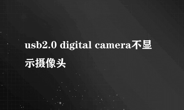usb2.0 digital camera不显示摄像头