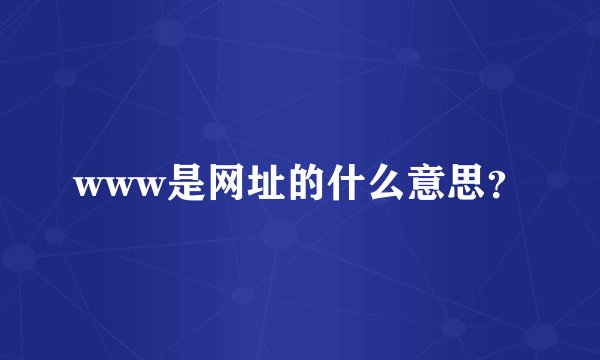 www是网址的什么意思？