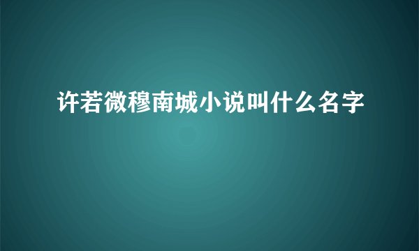 许若微穆南城小说叫什么名字
