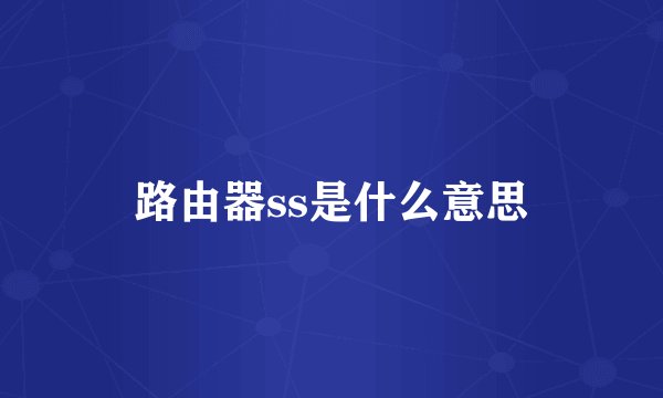 路由器ss是什么意思