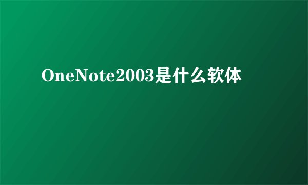 OneNote2003是什么软体