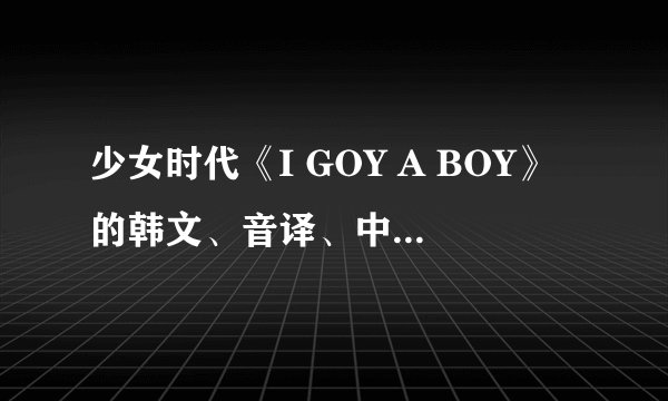 少女时代《I GOY A BOY》的韩文、音译、中文，希望还有歌词分配。谢谢喽！