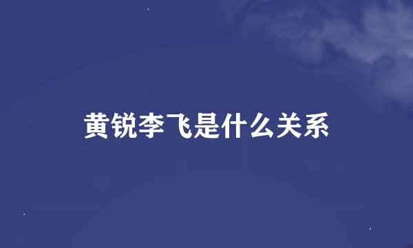 黄锐李飞是什么关系