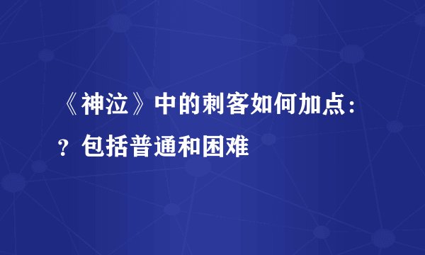 《神泣》中的刺客如何加点：？包括普通和困难