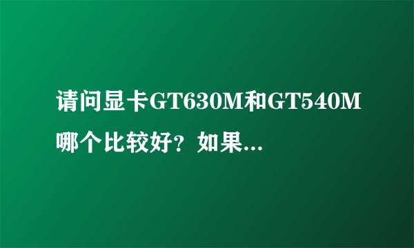 请问显卡GT630M和GT540M哪个比较好？如果是I5 GT630 的话，能玩2K系列的篮球游戏吗？