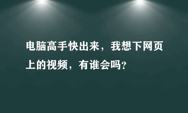 电脑高手快出来，我想下网页上的视频，有谁会吗？