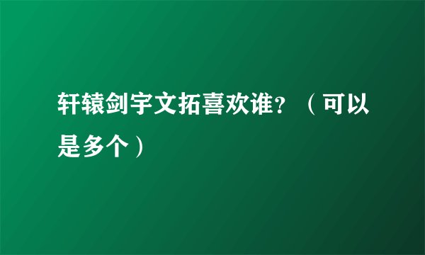 轩辕剑宇文拓喜欢谁？（可以是多个）