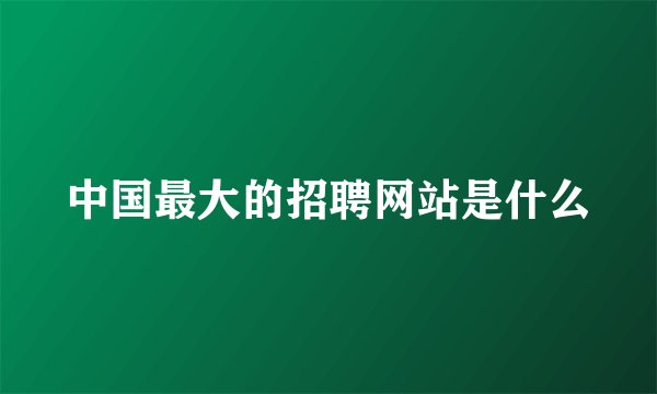 中国最大的招聘网站是什么