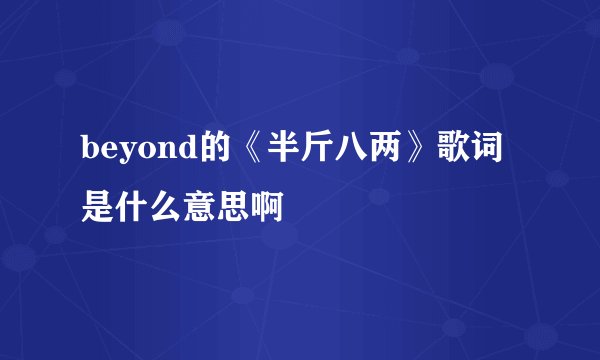 beyond的《半斤八两》歌词是什么意思啊