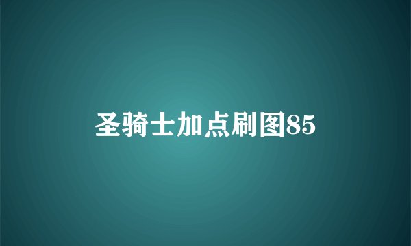 圣骑士加点刷图85