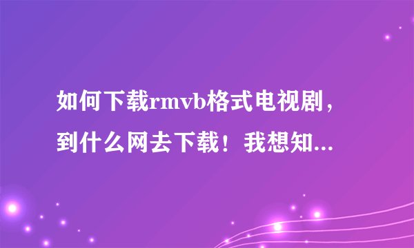 如何下载rmvb格式电视剧，到什么网去下载！我想知道具体步骤！