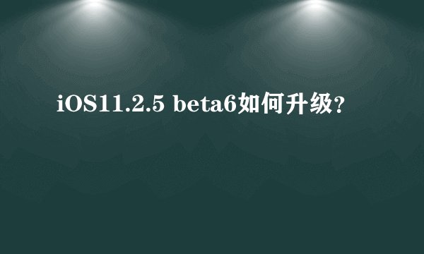 iOS11.2.5 beta6如何升级？