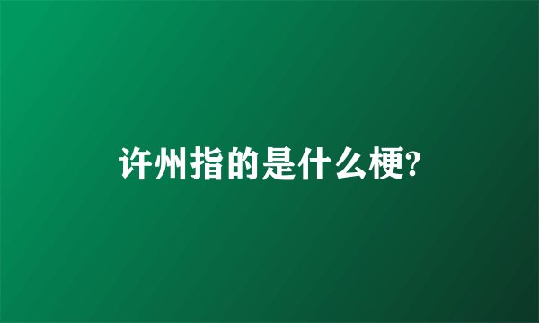 许州指的是什么梗?