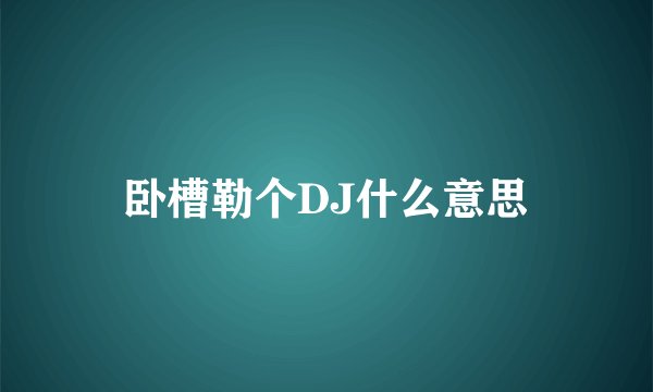 卧槽勒个DJ什么意思
