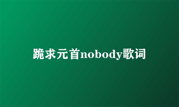 跪求元首nobody歌词