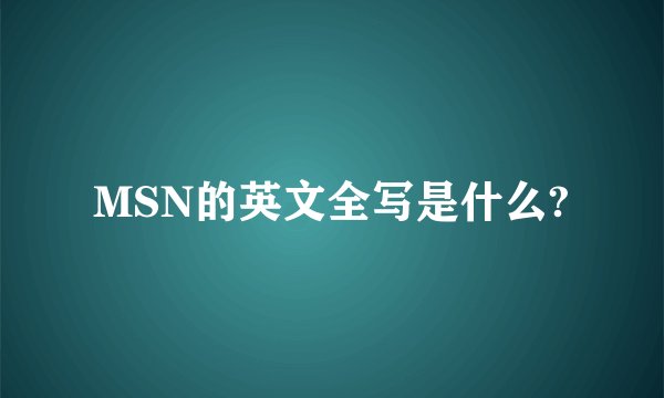 MSN的英文全写是什么?