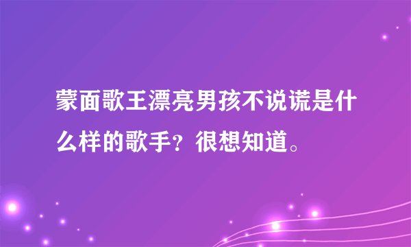蒙面歌王漂亮男孩不说谎是什么样的歌手？很想知道。