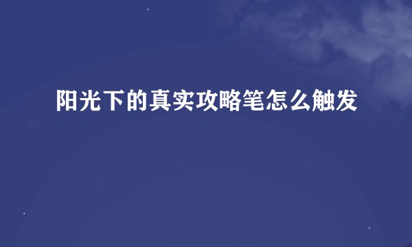 阳光下的真实攻略笔怎么触发