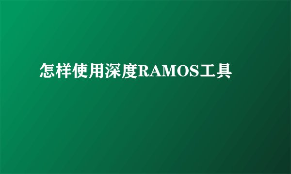 怎样使用深度RAMOS工具