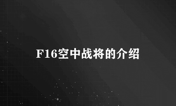 F16空中战将的介绍