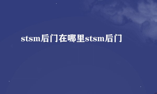 stsm后门在哪里stsm后门