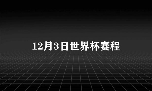 12月3日世界杯赛程