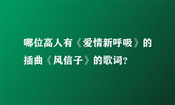 哪位高人有《爱情新呼吸》的插曲《风信子》的歌词？