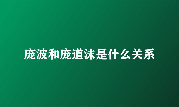 庞波和庞道沫是什么关系