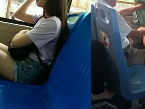 河南女公交售票员穿包臀裙，在公交车上歇坐男友大腿上，这合适吗？