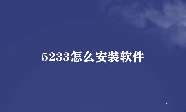 5233怎么安装软件