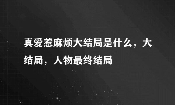 真爱惹麻烦大结局是什么，大结局，人物最终结局