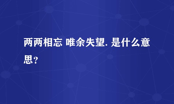 两两相忘 唯余失望. 是什么意思？