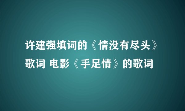 许建强填词的《情没有尽头》歌词 电影《手足情》的歌词