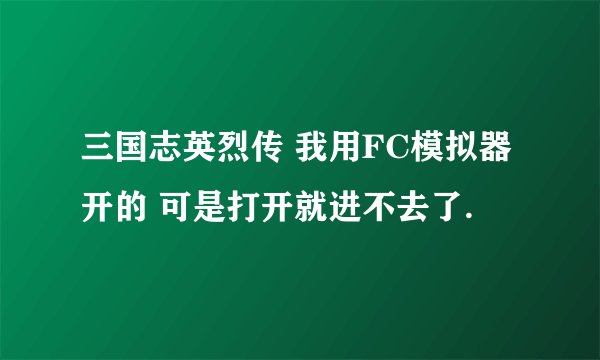 三国志英烈传 我用FC模拟器开的 可是打开就进不去了.